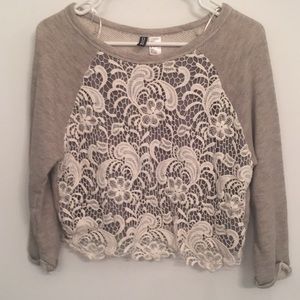 Lace and grey crop sweater